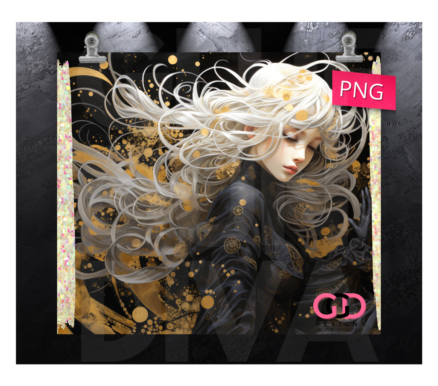 Golden Blonde Girl- Digital tumbler wrap for 20 oz skinny straight tumbler