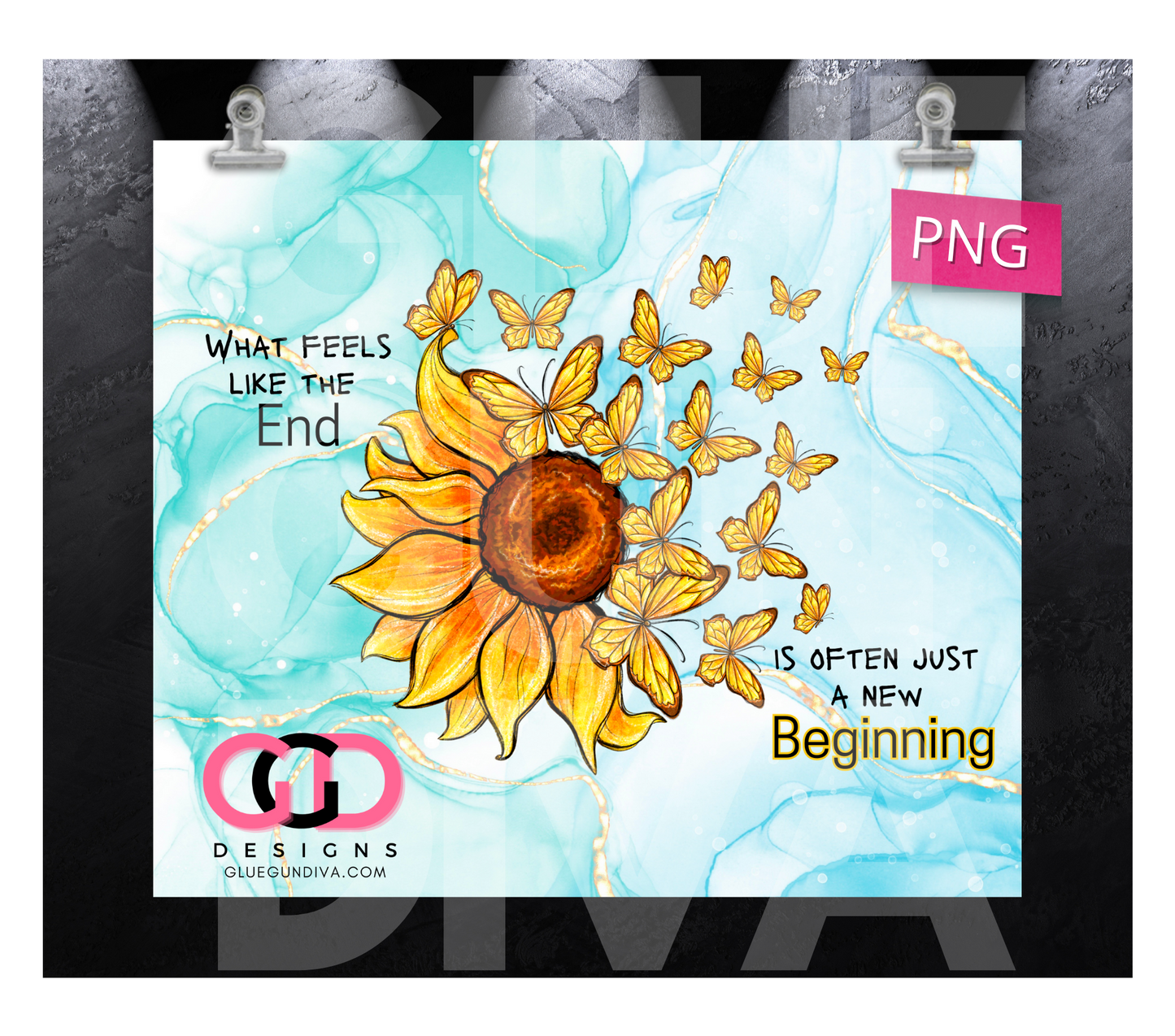 Ends and Beginnings - Digital tumbler wrap for 20 oz skinny straight tumbler