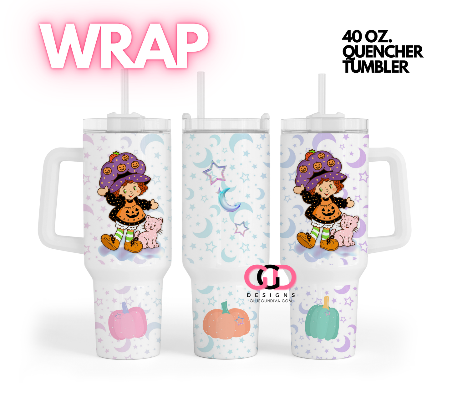 Cute Strawberry Shortcake Halloween - Digital tumbler wrap for 40 oz tumbler