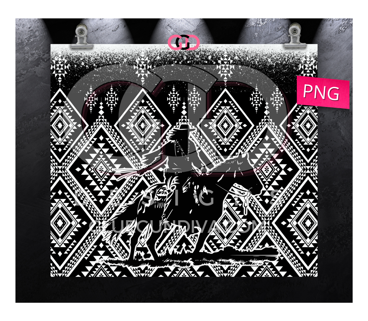 Native Rider - Digital tumbler wrap for 20 oz skinny straight tumbler