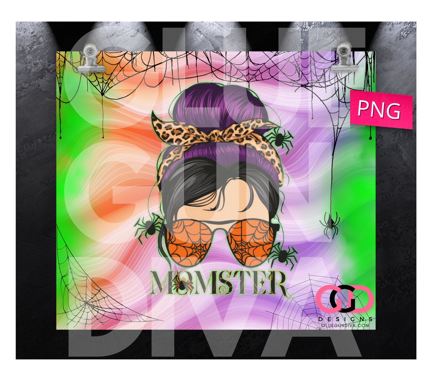 Momster - Digital tumbler wrap for 20 oz skinny straight tumbler