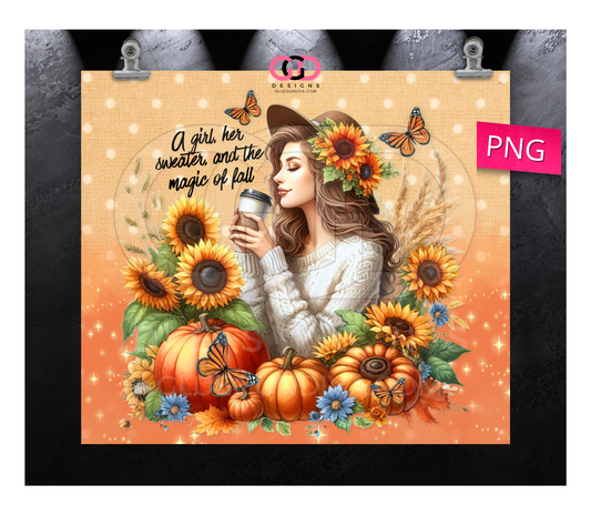 Magic of Fall 2 - Digital tumbler wrap for 20 oz skinny straight tumbler