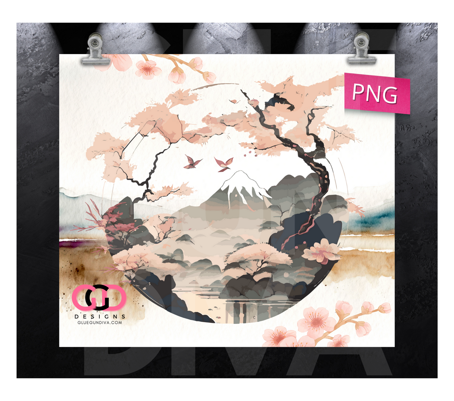 Japanese Scene - Digital tumbler wrap for 20 oz skinny straight tumbler