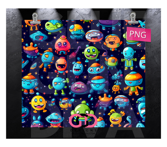 Martians - Digital tumbler wrap for 20 oz skinny straight tumbler