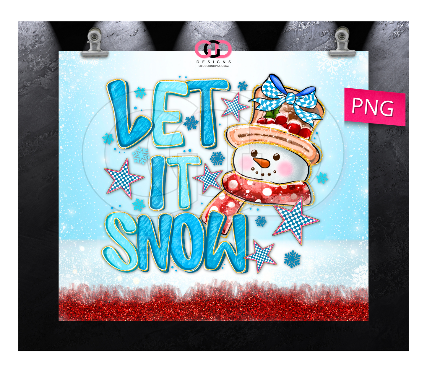 Let it Snow Snowman - Digital tumbler wrap for 20 oz skinny straight tumbler