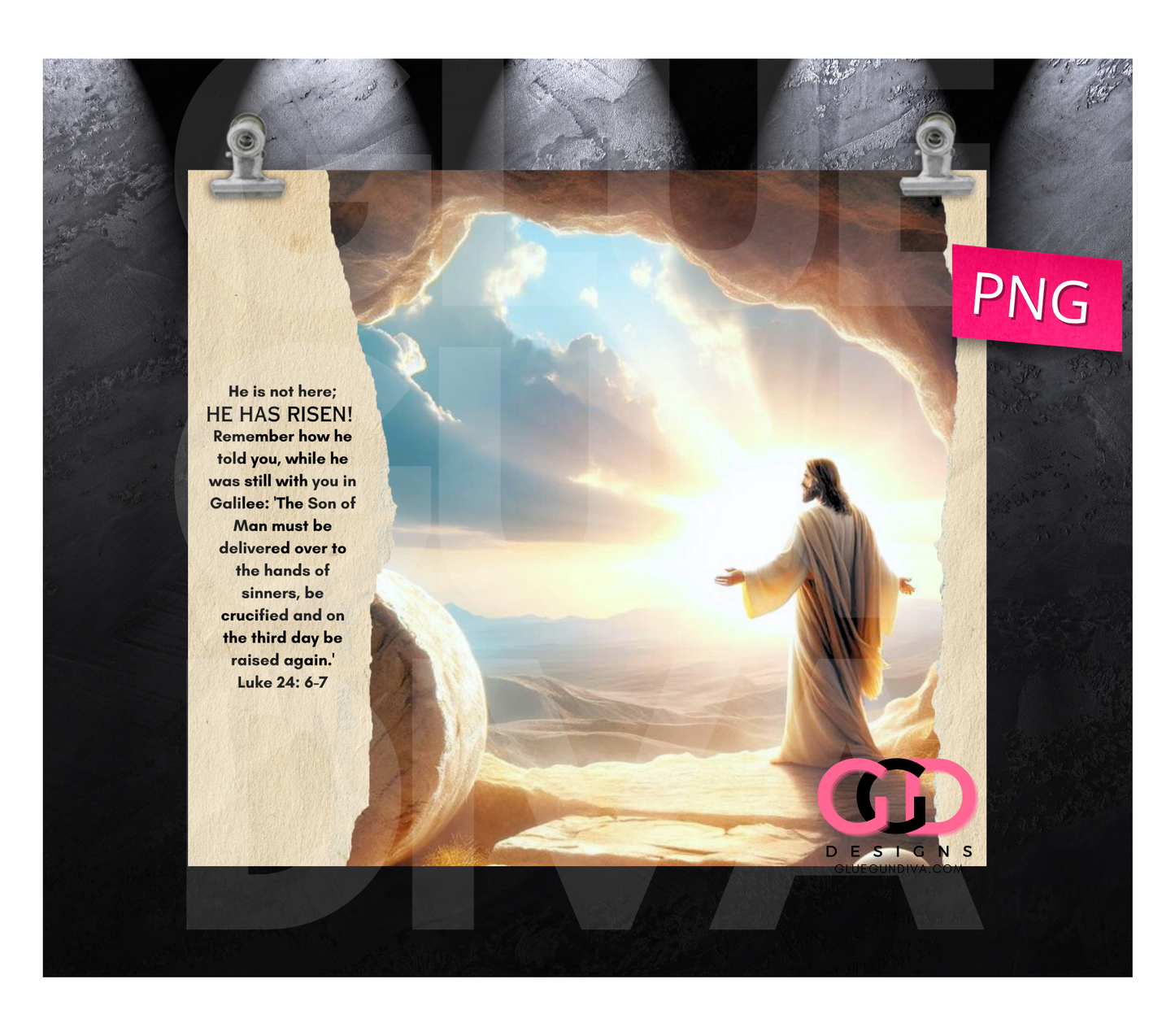 He Has Risen - Digital tumbler wrap for 20 oz skinny straight tumbler