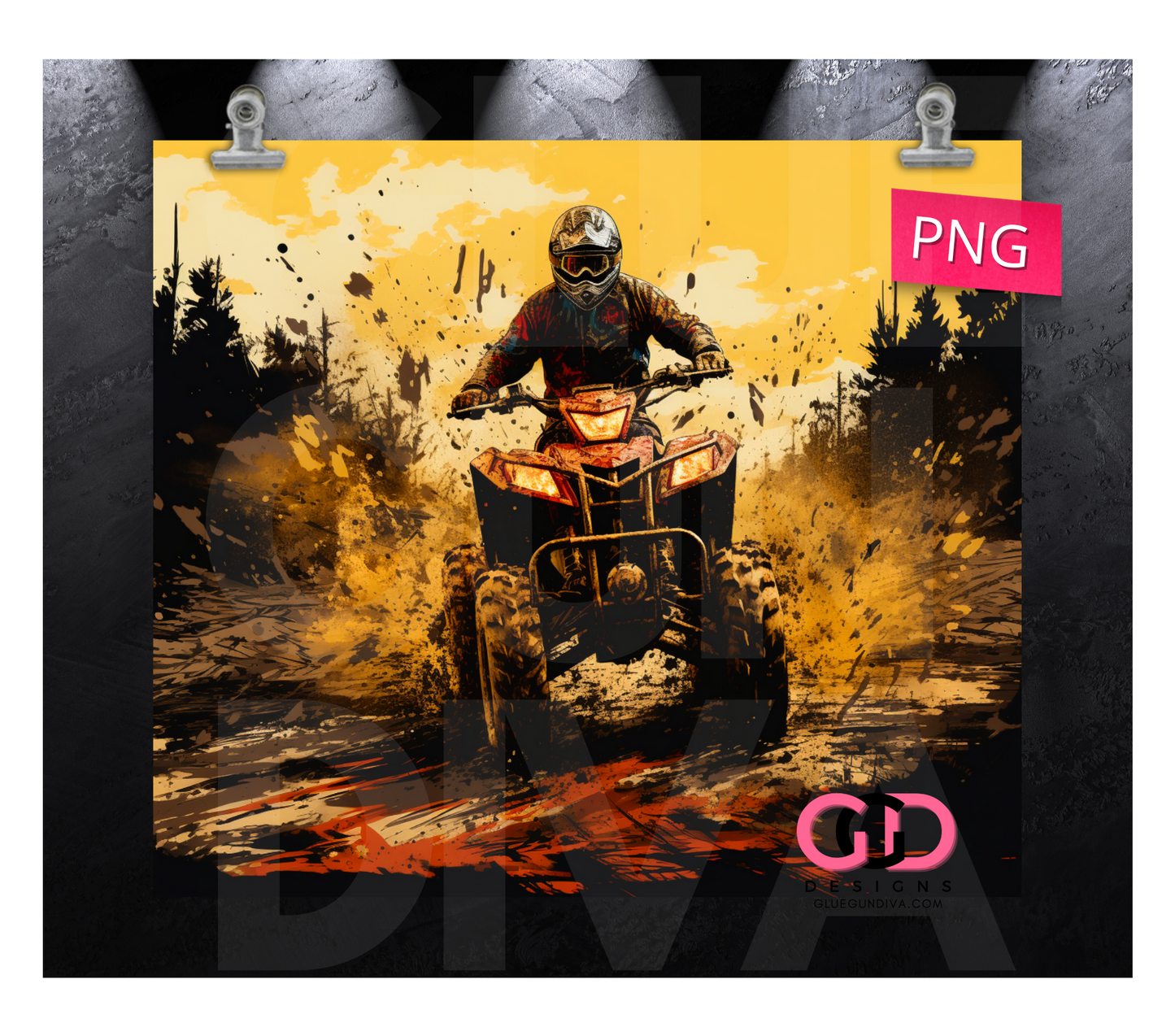 ATV in Mud - Digital tumbler wrap for 20 oz skinny straight tumbler