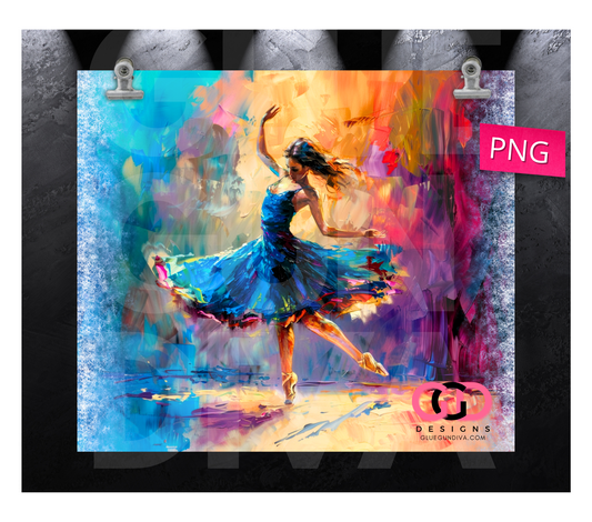 Dancing in Paint Strokes- Digital tumbler wrap for 20 oz skinny straight tumbler