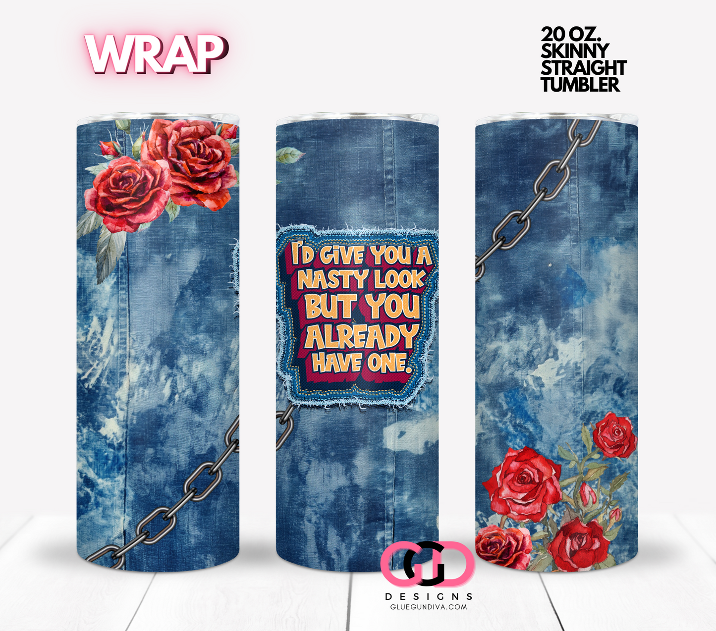 But you already have one- Digital tumbler wrap for 20 oz skinny straight tumbler