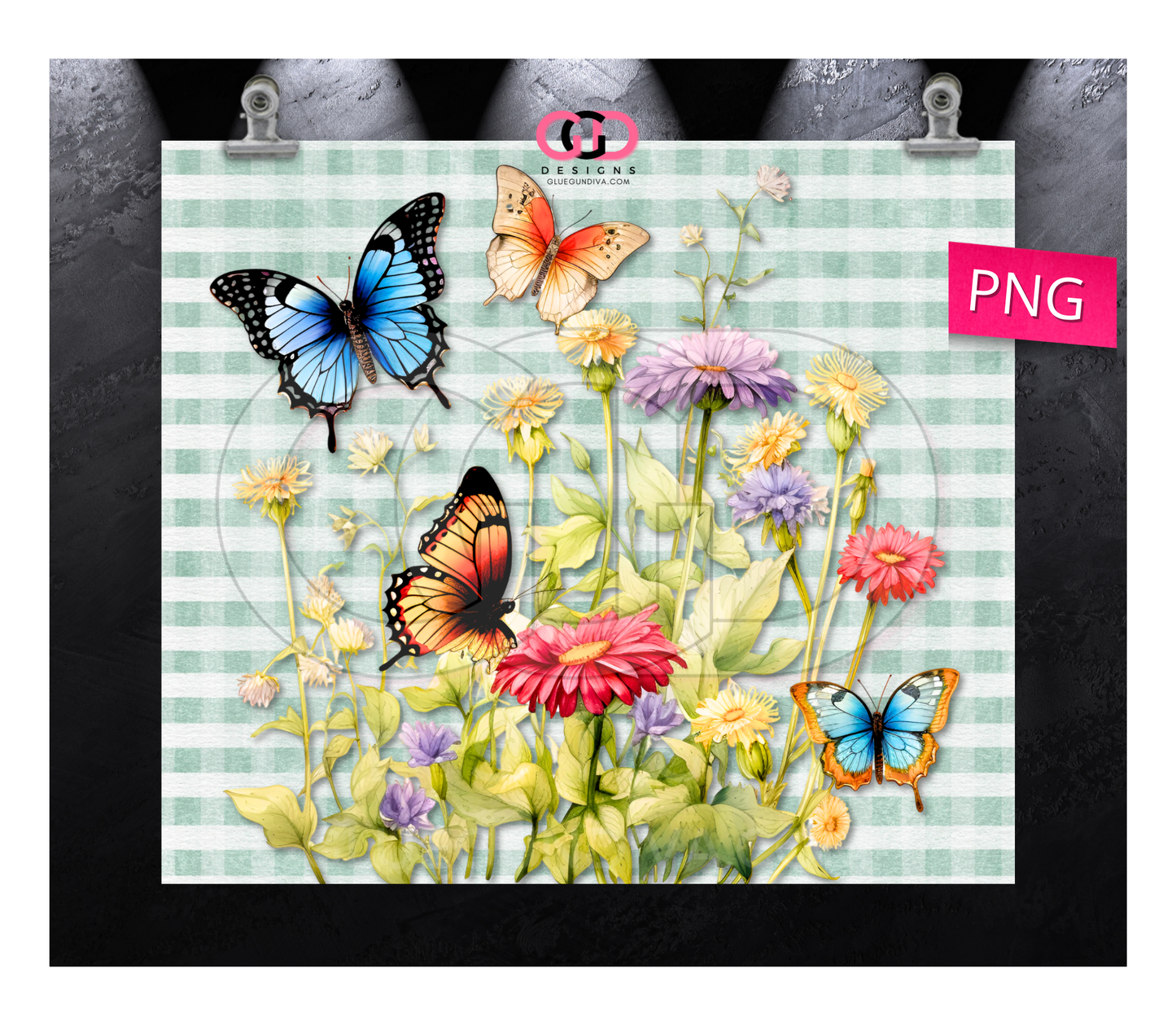 Spring on Plaid- Digital tumbler wrap for 20 oz skinny straight tumbler