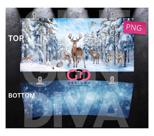 Winter Forest Animals Scene - Digital tumbler wrap for 40 oz tumbler