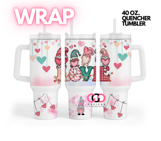 Cute Love Gnomes - Digital tumbler wrap for 40 oz tumbler