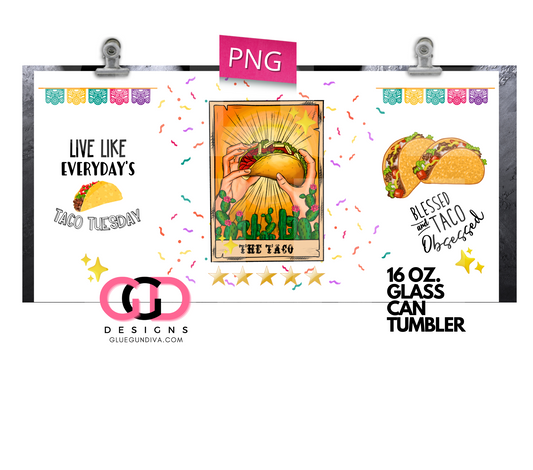 The Taco- Digital wrap for 16 oz glass can