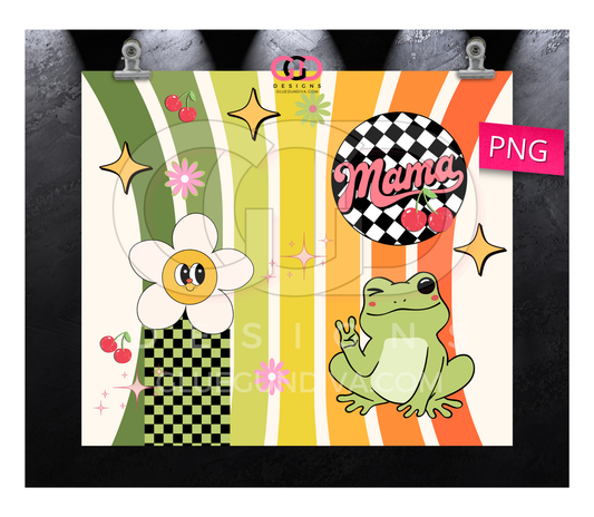 Mama Retro Hop - Digital tumbler wrap for 20 oz skinny straight tumbler