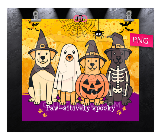 Pawsitively Spooky - Digital tumbler wrap for 20 oz skinny straight tumbler
