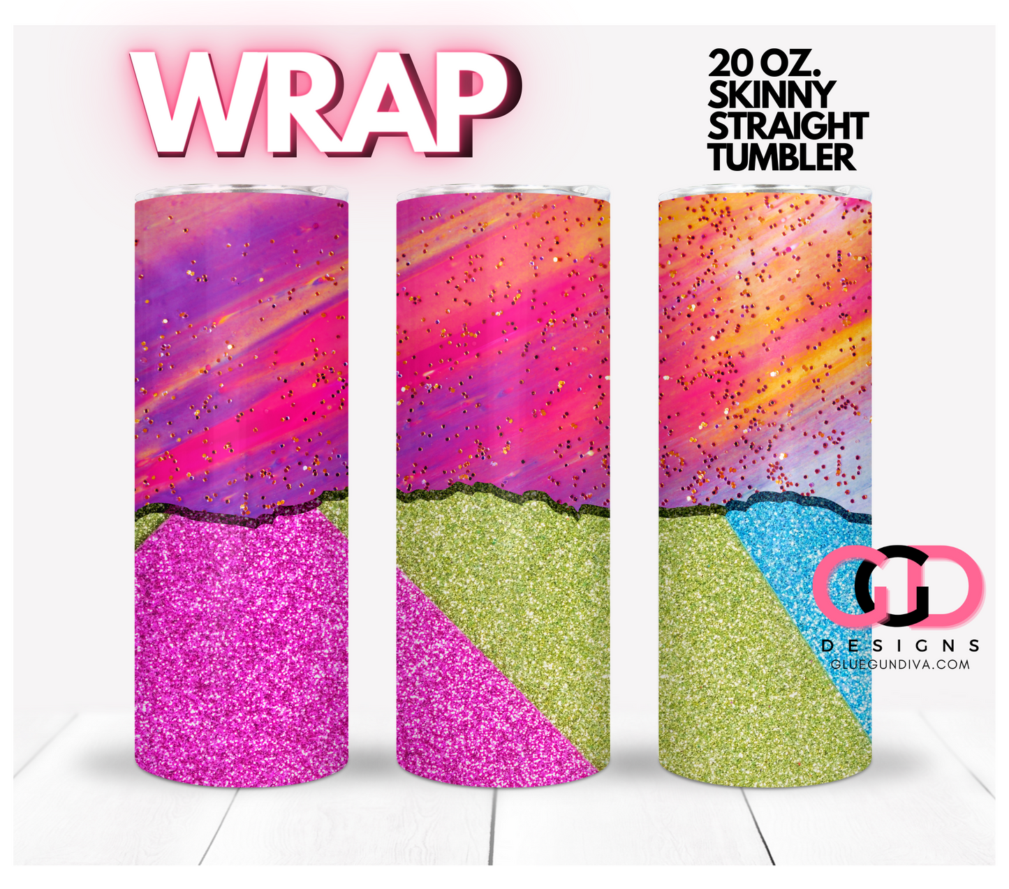Colorful Background- Digital tumbler wrap for 20 oz skinny straight tumbler