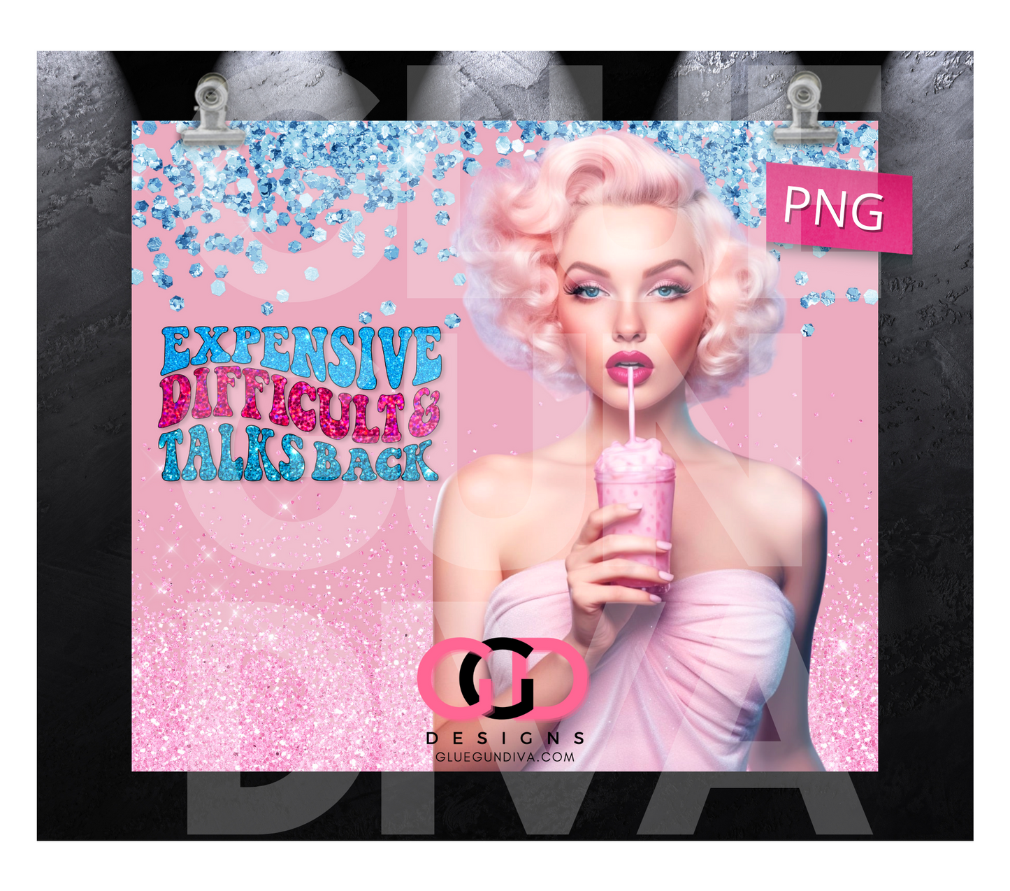 Expensive Difficult and Talks Back - Digital tumbler wrap for 20 oz skinny straight tumbler