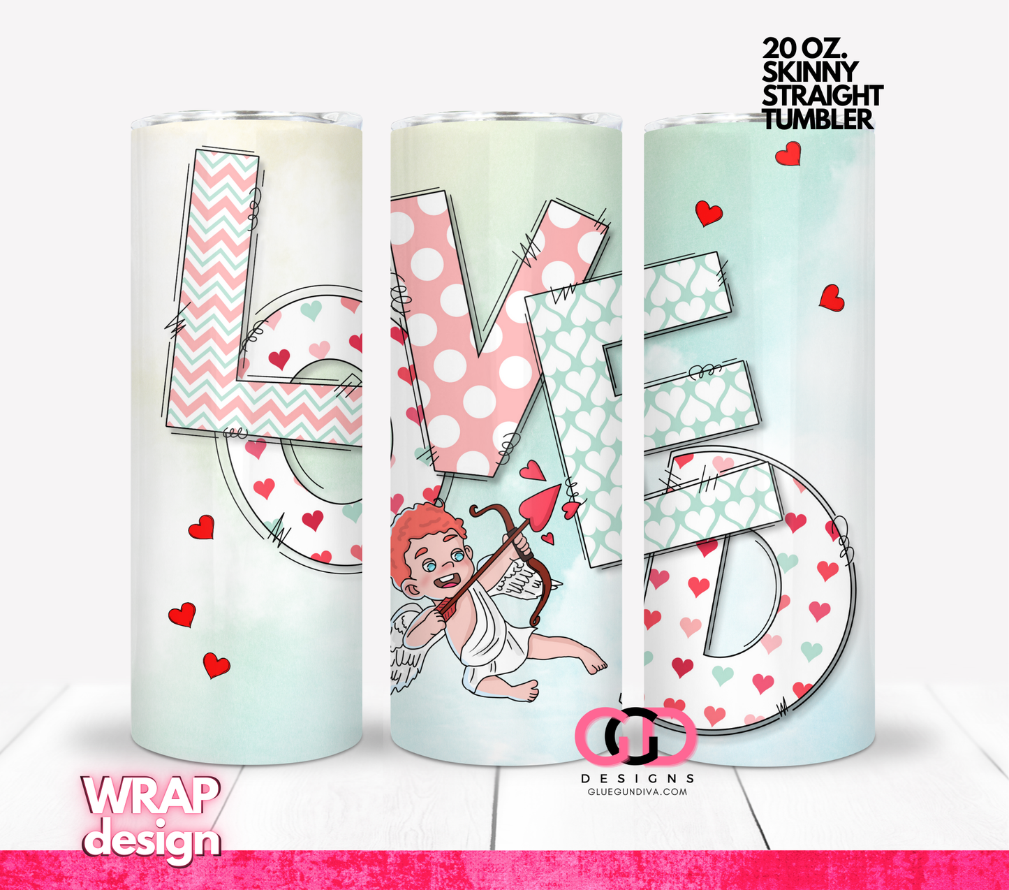 Loved Pastels- Digital tumbler wrap for 20 oz skinny straight tumbler