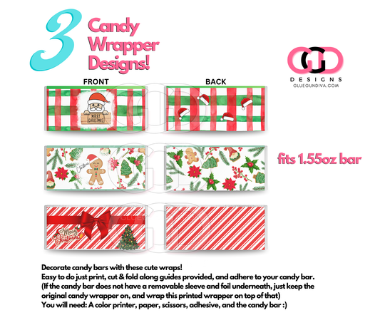 Merry Christmas Colorful - Print & Cut Candy Wrappers