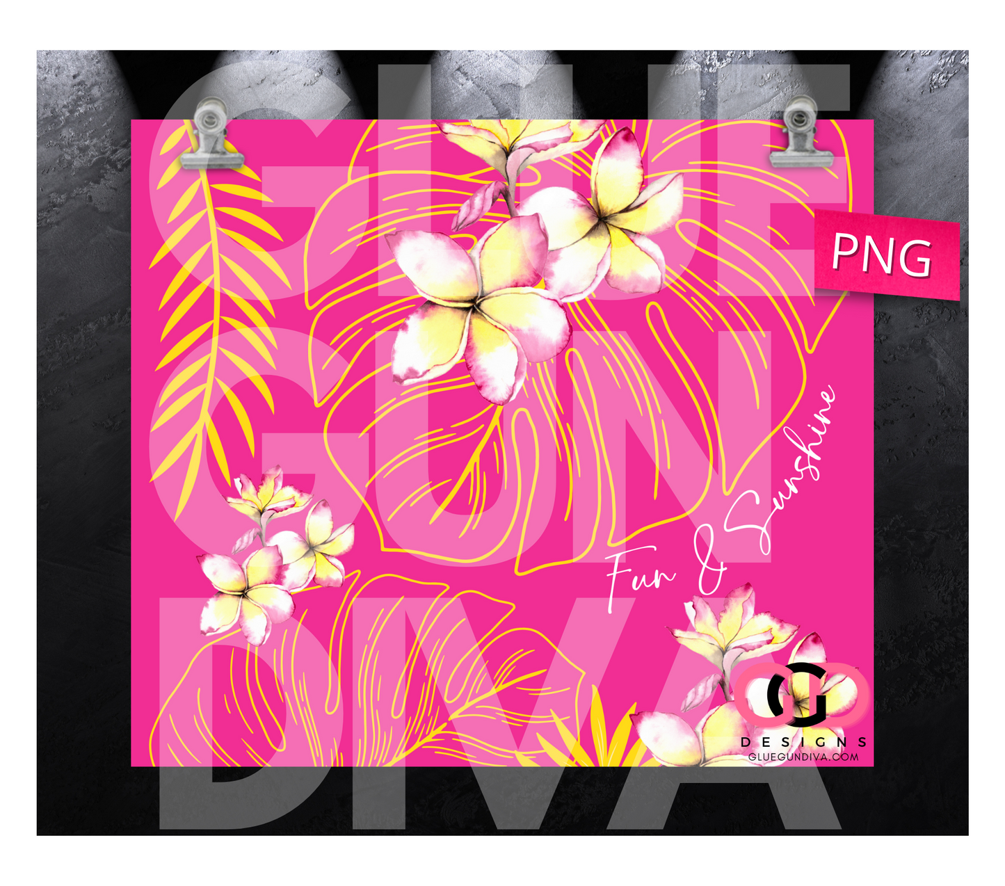 Fun and Sunshine- Digital tumbler wrap for 20 oz skinny straight tumbler