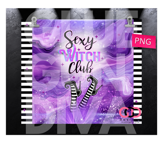 Sexy Witch Club- Digital tumbler wrap for 20 oz skinny straight tumbler