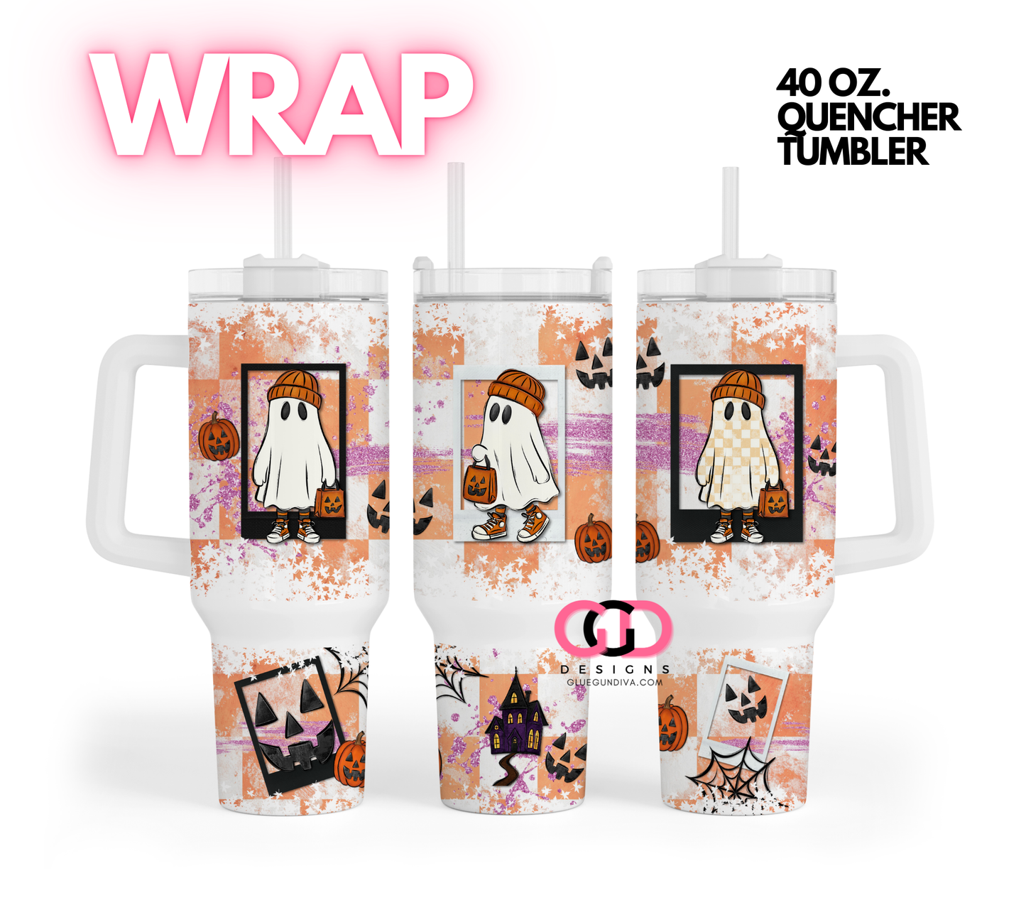 Polaroid Ghosts - Digital tumbler wrap for 40 oz tumbler