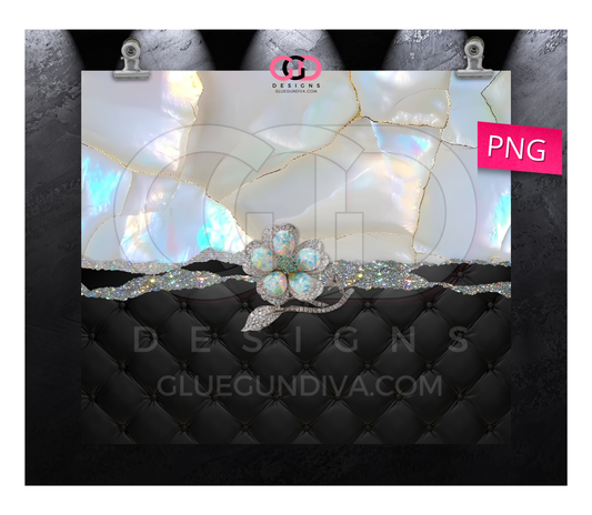 Opal and Tufted Flower - Digital tumbler wrap for 20 oz skinny straight tumbler