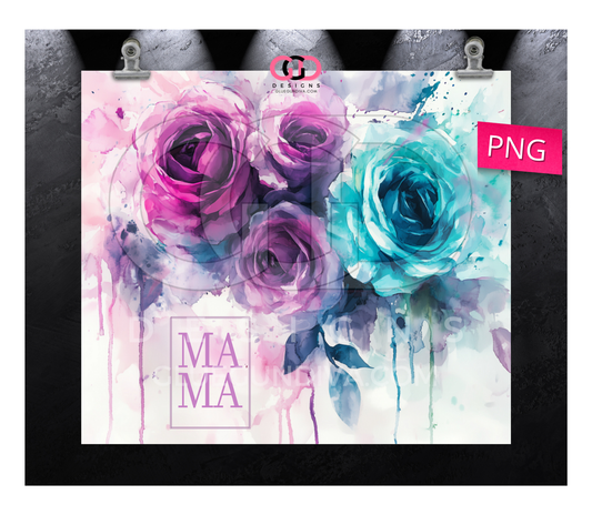 Mama Dripped Flowers - Digital tumbler wrap for 20 oz skinny straight tumbler
