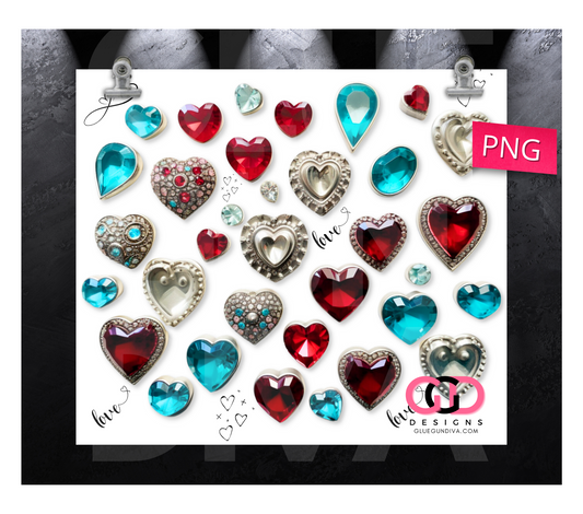 Love Jewels- Digital tumbler wrap for 20 oz skinny straight tumbler