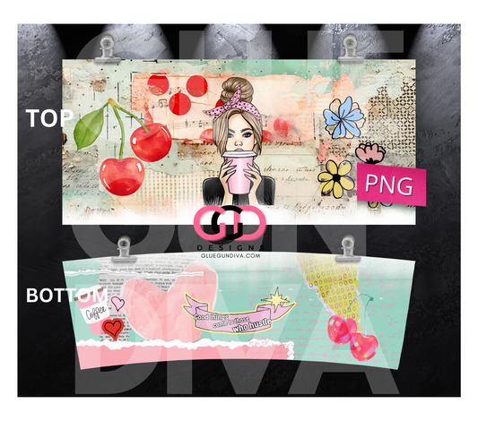 Coffee Girl Mixed Media 1 - Digital tumbler wrap for 40 oz tumbler