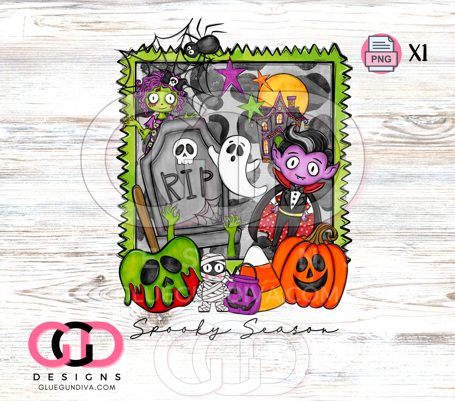 Spooky Season Colorful Characters- PNGs & SVGs