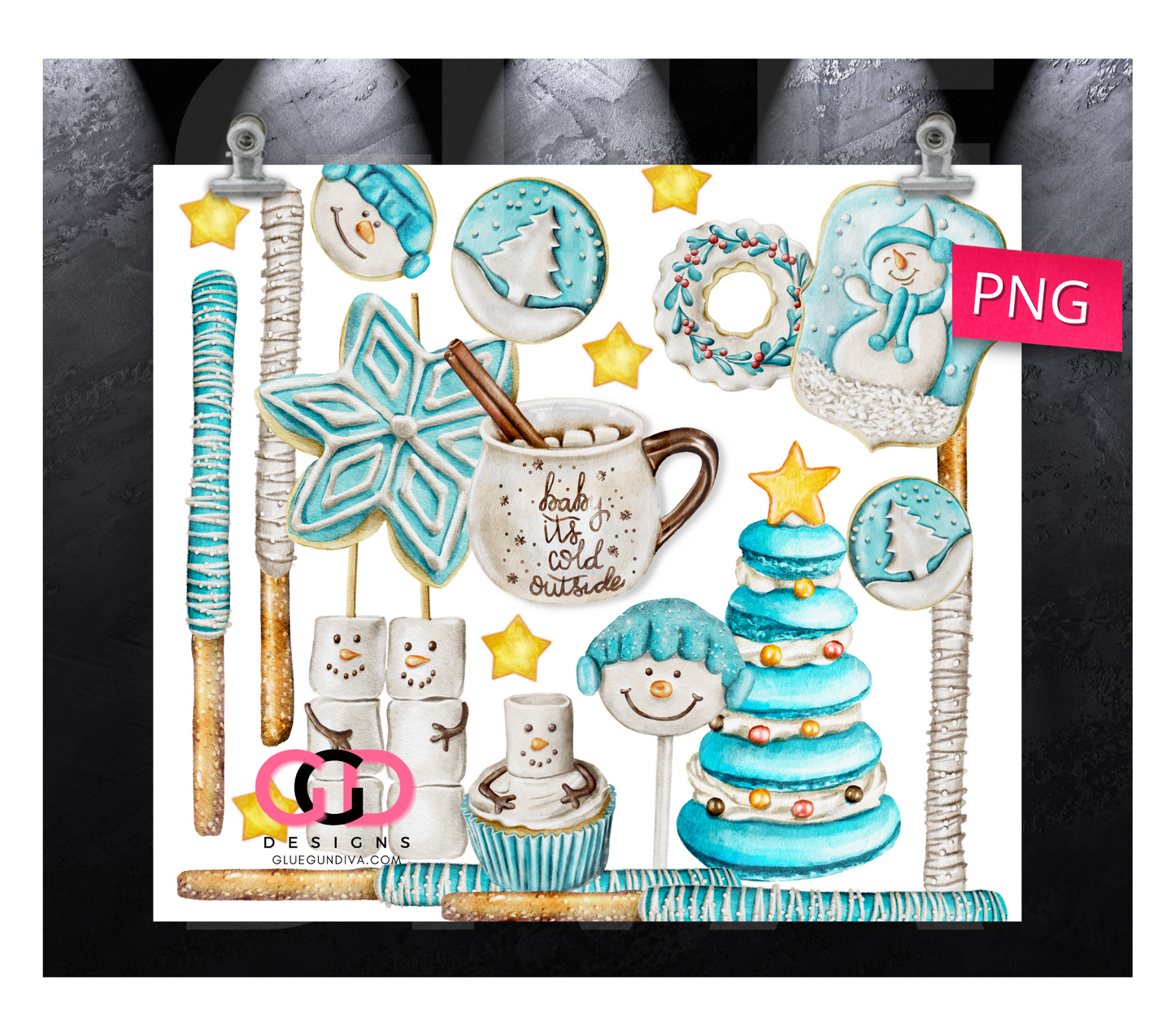 It's Cold Outside Sweet Treats- Digital tumbler wrap for 20 oz skinny straight tumbler