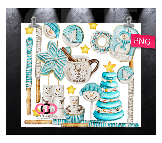 It's Cold Outside Sweet Treats- Digital tumbler wrap for 20 oz skinny straight tumbler