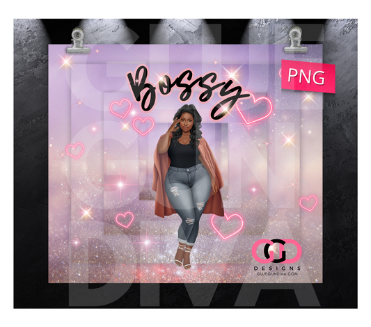 Bossy Black hair 2 - Digital tumbler wrap for 20 oz skinny straight tumbler