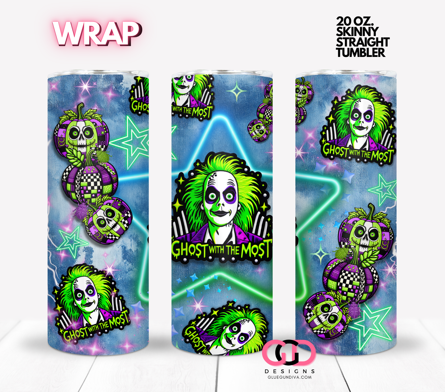 Ghost with the Most- Digital tumbler wrap for 20 oz skinny straight tumbler