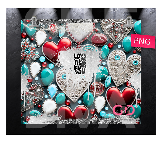 I Love That for you Heart Jewels - Digital tumbler wrap for 20 oz skinny straight tumbler
