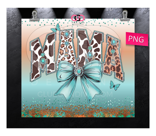 Western Mama Coquette- Digital tumbler wrap for 20 oz skinny straight tumbler