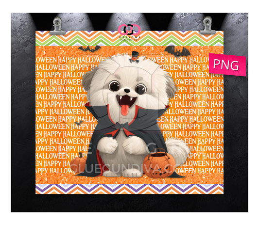 Halloween Shih Tzu Dracula - Digital tumbler wrap for 20 oz skinny straight tumbler