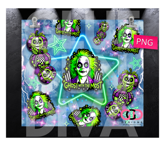 Ghost with the Most- Digital tumbler wrap for 20 oz skinny straight tumbler