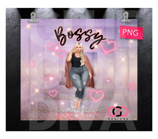 Bossy blonde 1 - Digital tumbler wrap for 20 oz skinny straight tumbler