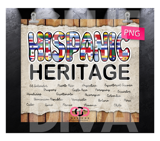 Hispanic Heritage- Digital tumbler wrap for 20 oz skinny straight tumbler