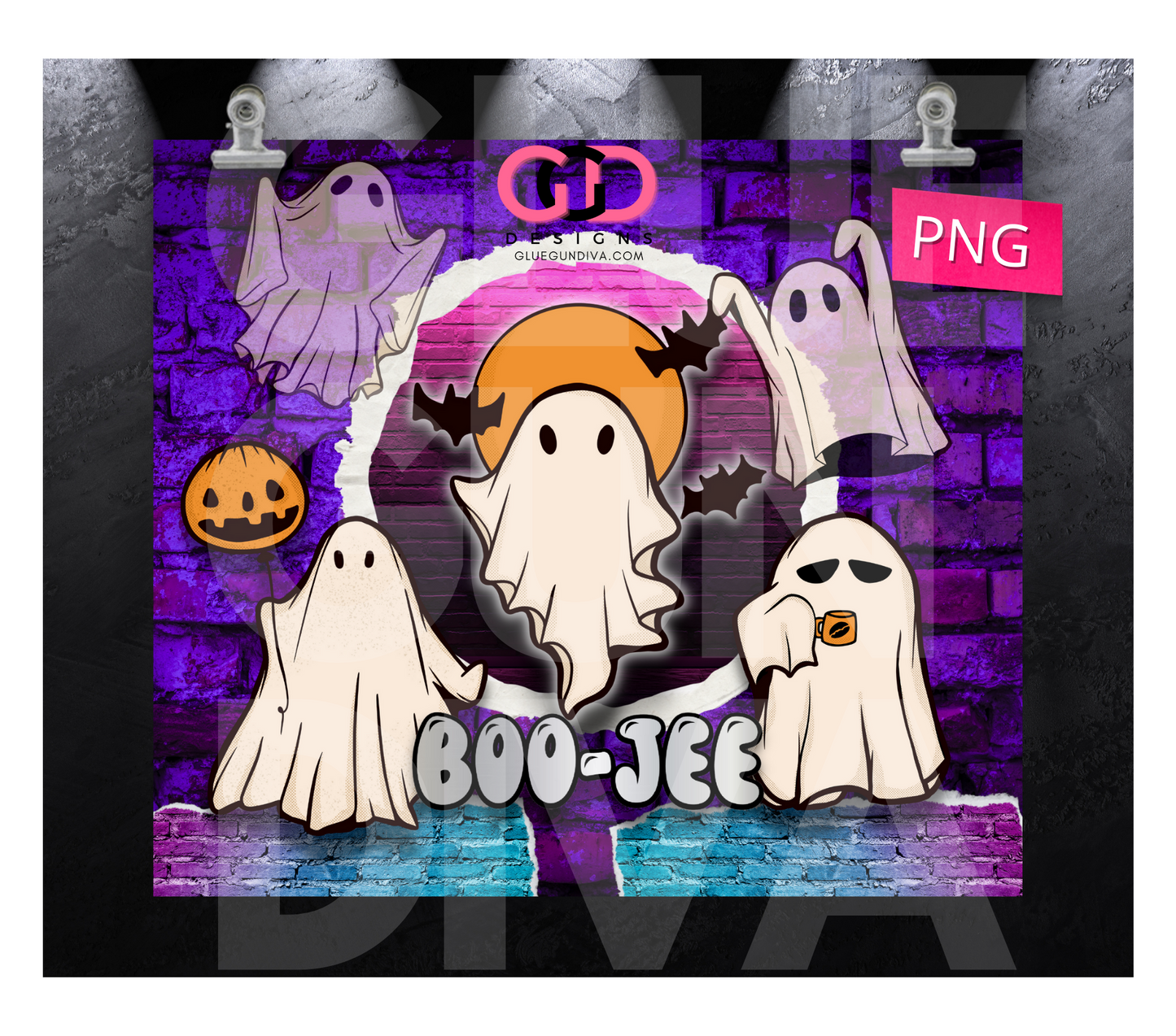 Boo-Jee- Digital tumbler wrap for 20 oz skinny straight tumbler