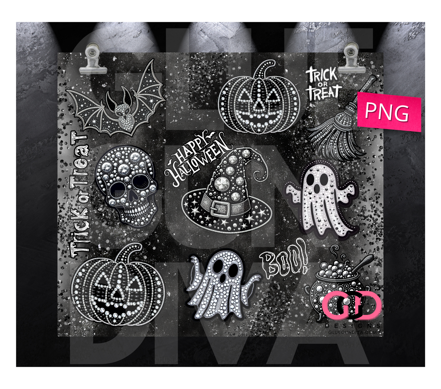 A Studded Halloween - Digital tumbler wrap for 20 oz skinny straight tumbler