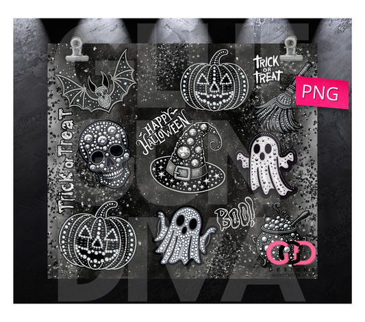 A Studded Halloween - Digital tumbler wrap for 20 oz skinny straight tumbler