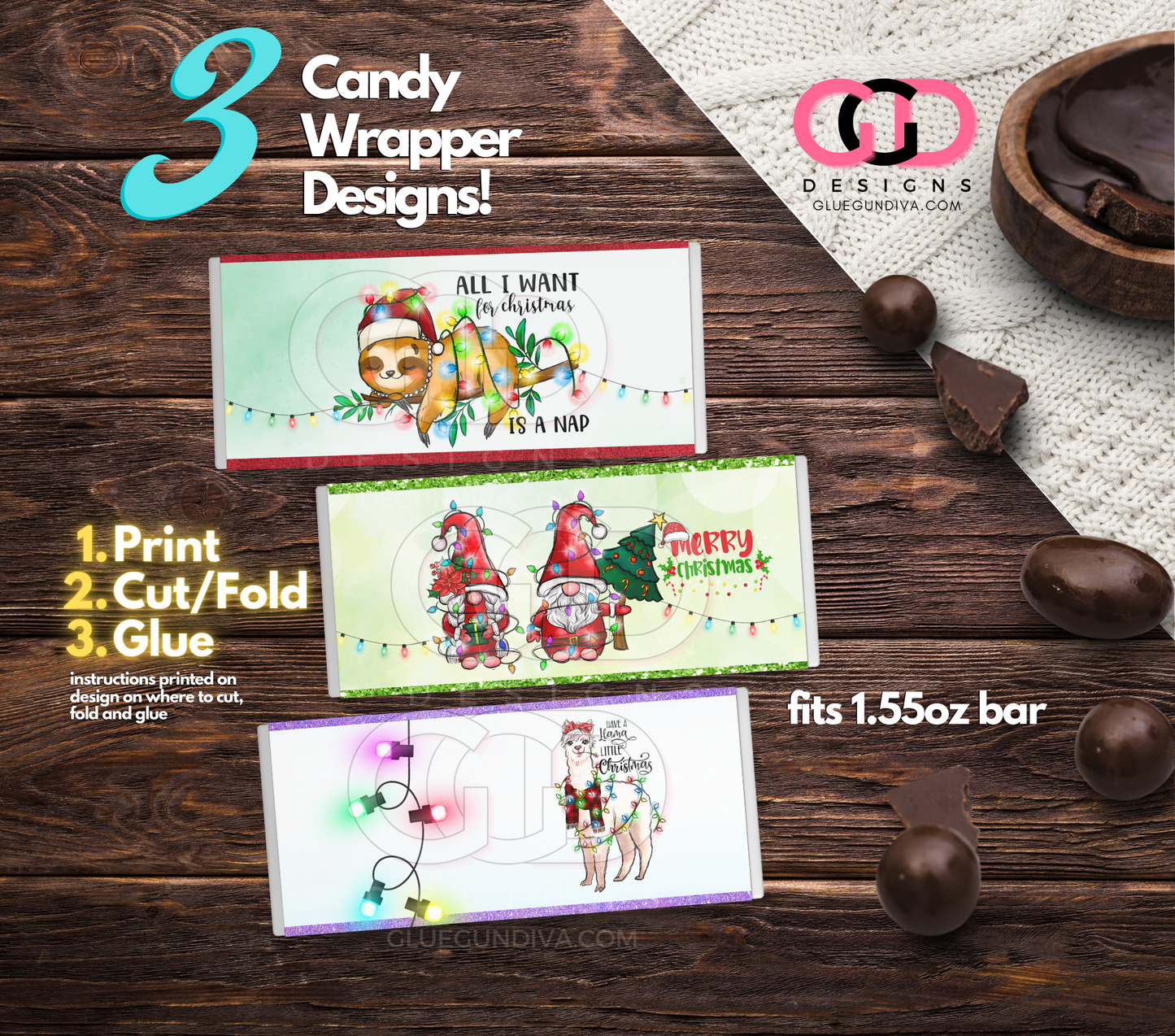 Wrapped in Christmas Lights - Print & Cut Candy Wrappers