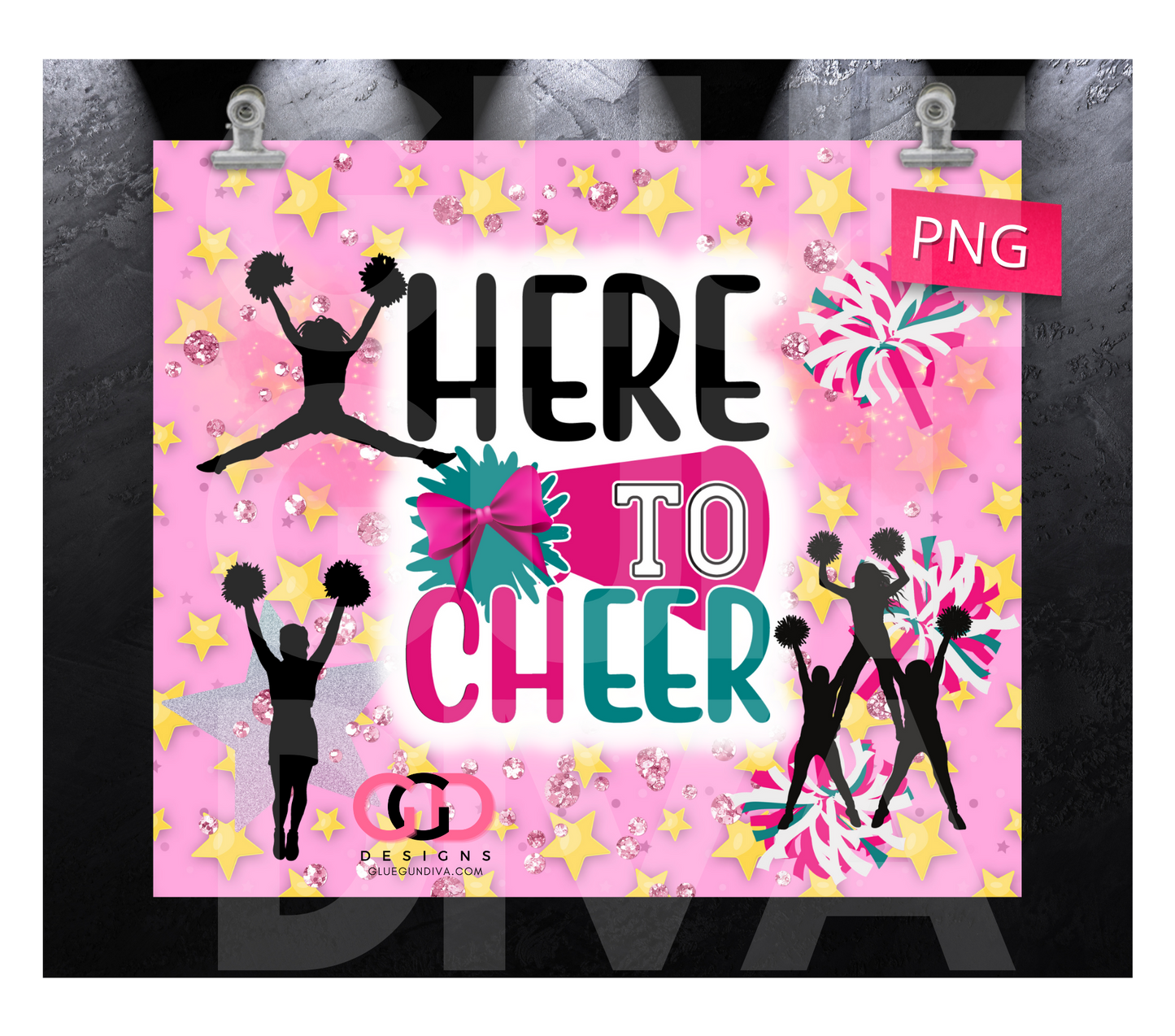 Here to Cheer - Digital tumbler wrap for 20 oz skinny straight tumbler