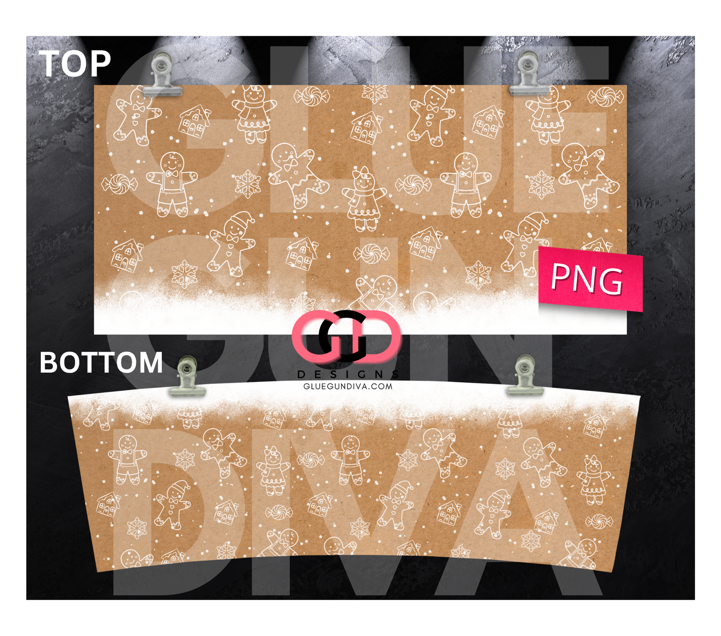 Powdered Sugar Gingerbread Men- Digital tumbler wrap for 40 oz tumbler