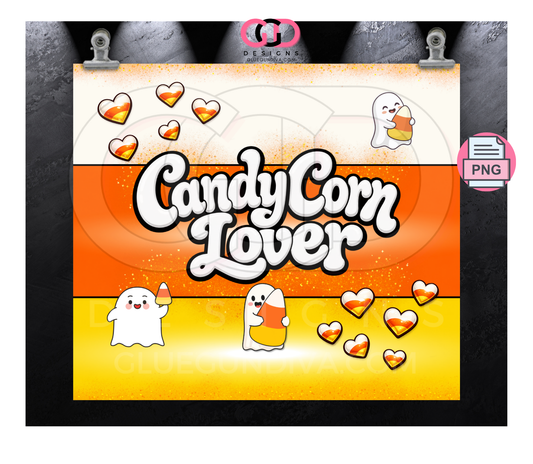 Candy Corn Lover - Digital tumbler wrap for 20 oz skinny straight tumbler