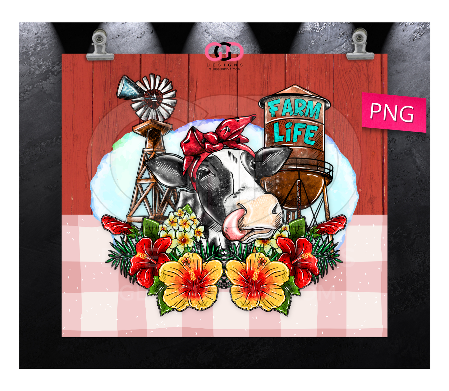 Cow Farm Life- Digital tumbler wrap for 20 oz skinny straight tumbler