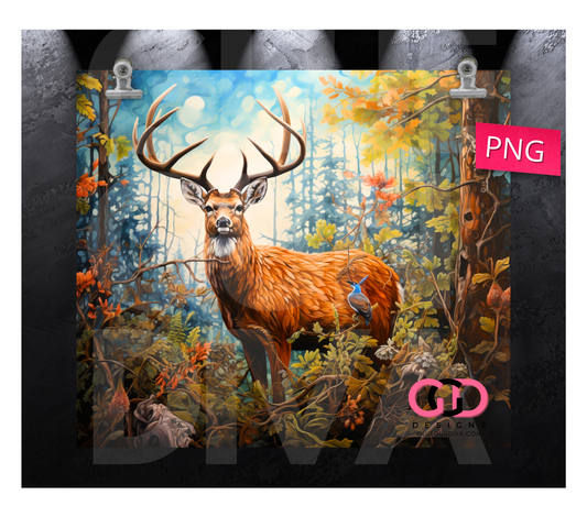 Majestic Deer- Digital tumbler wrap for 20 oz skinny straight tumbler